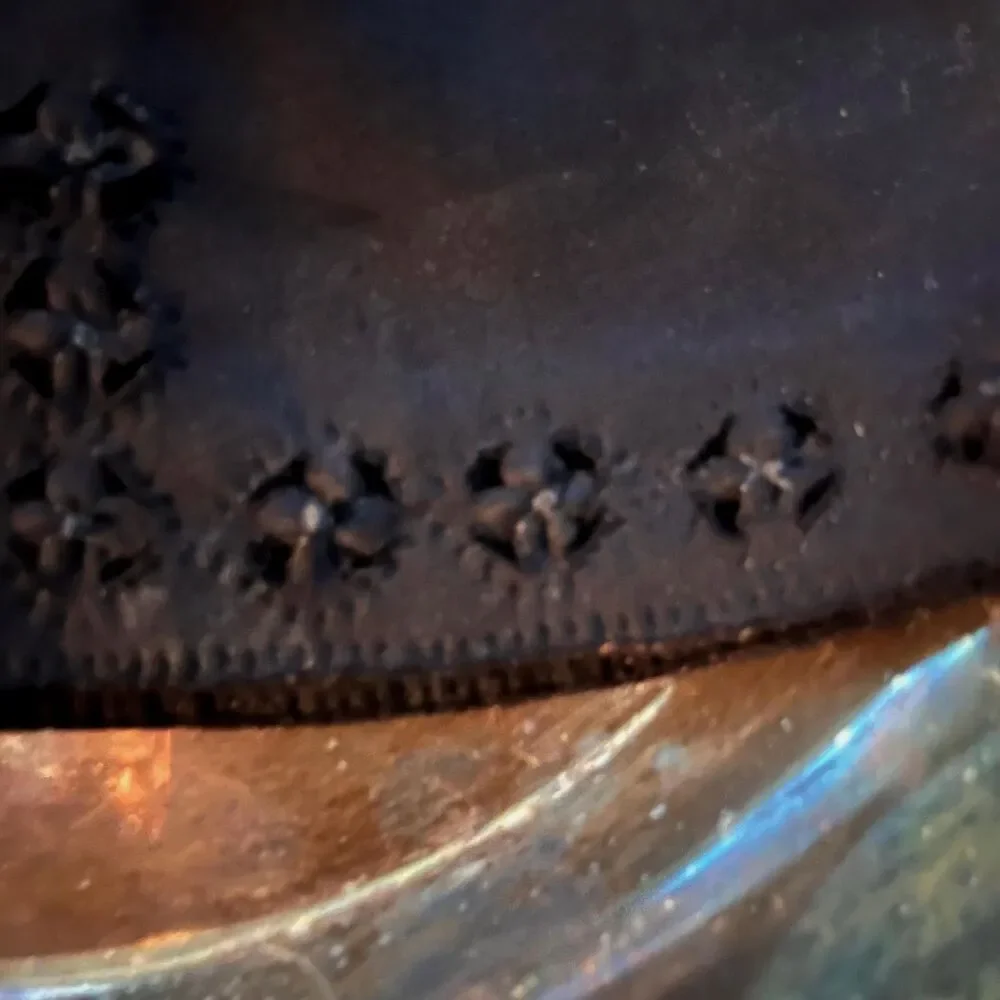Title:Vintage 1950s Black Mid-Length Dress Gloves - French Knot Detail (12